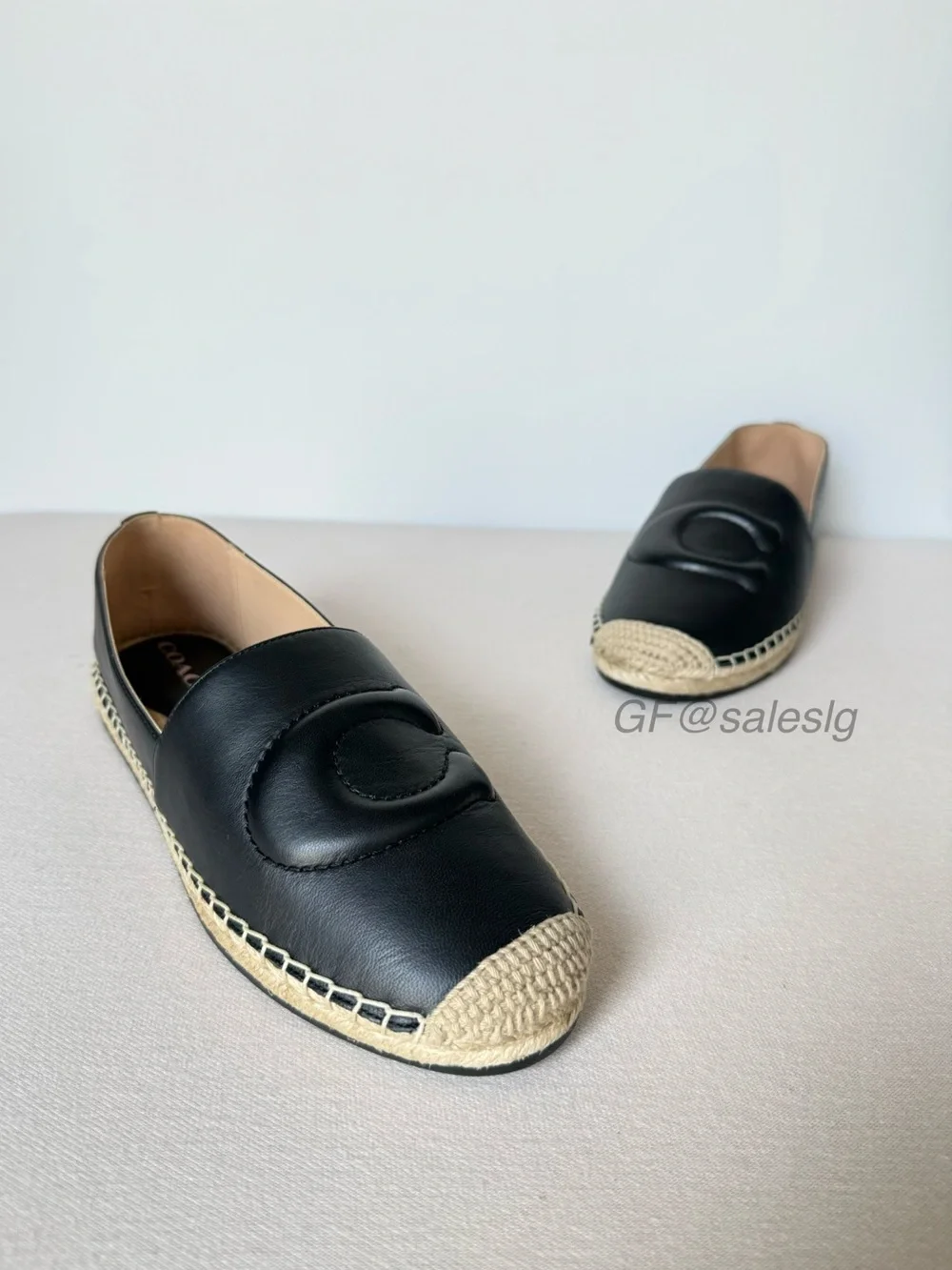 Coach Cruz Espadrille Leather Loafer Black CR848 Size 7.5